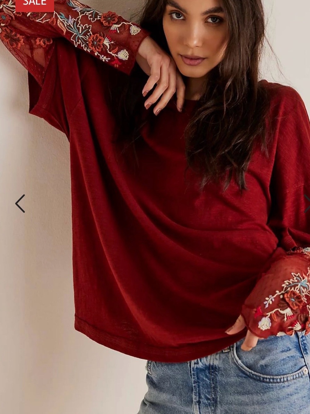 Free people Gardner Tee rusty long sleeved women top oversized